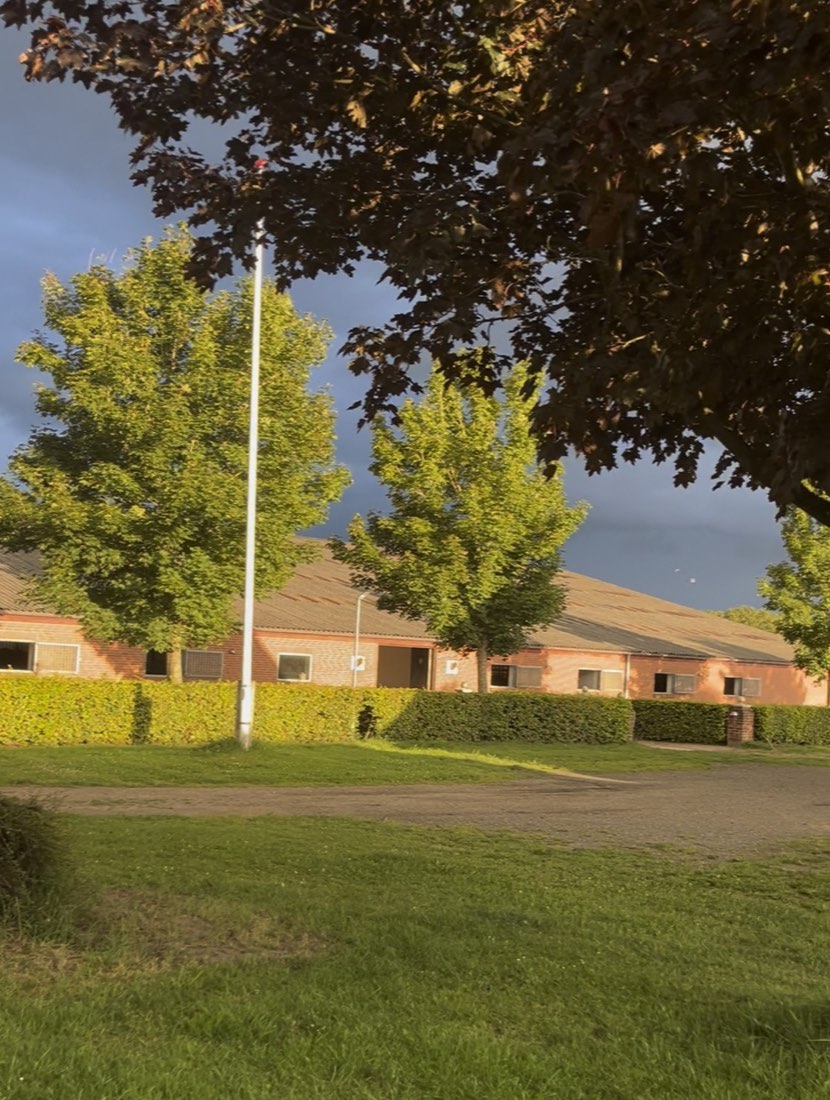 Udsigt til stalden fra folden hos LCequestrian
